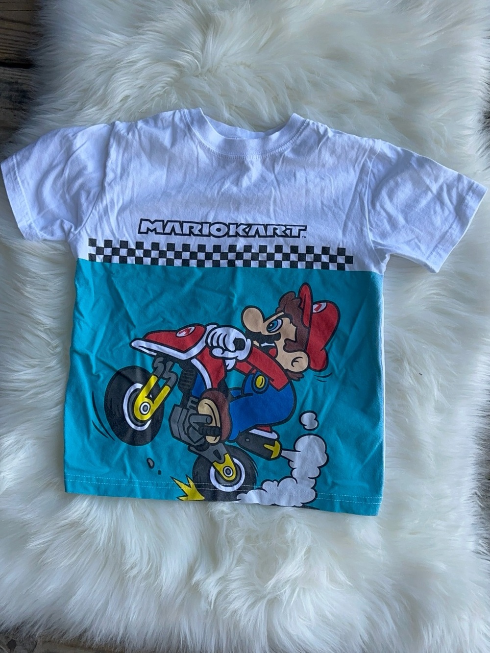 Nintendo Mario Kart White & Teal Graphic Tee